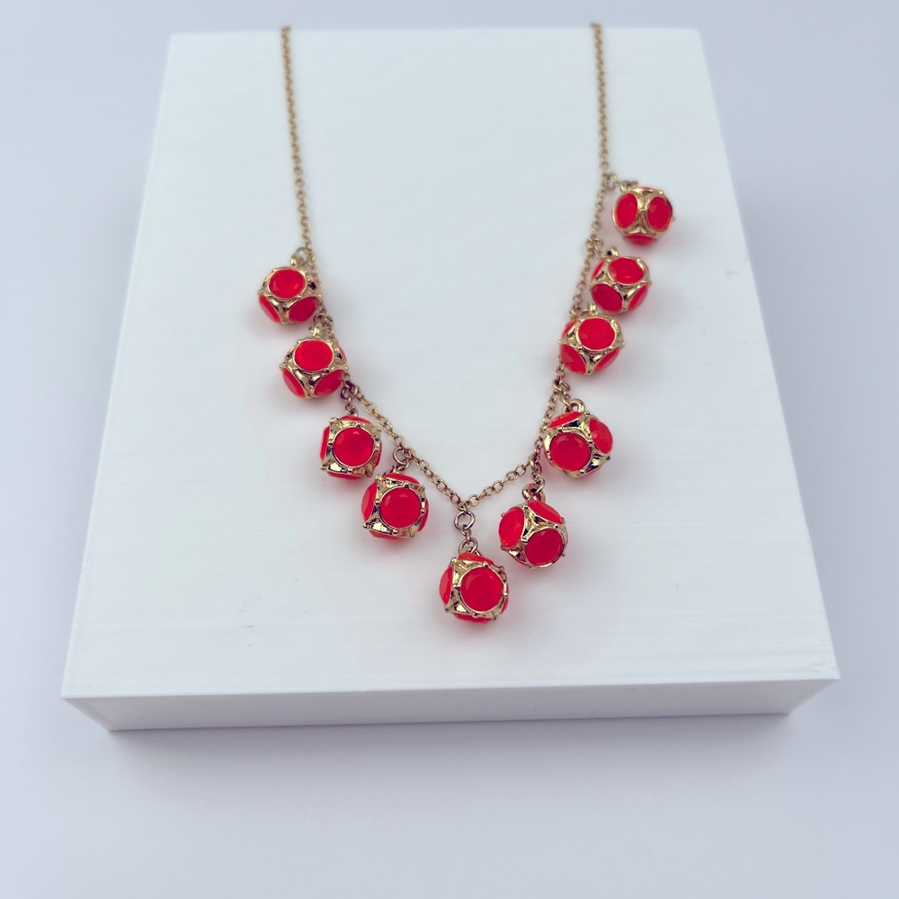 Kate Spade Bright Orange Ball Dangle Necklace
